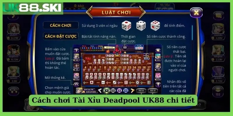 Cách chơi Tài Xỉu Deadpool UK88 chi tiết